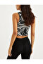 Women's Black-Ecru Half Fisherman Sleeveless Short Blouse App1201 - 4