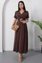 Shirt Collar Buckle Belted Dress Dks1408 - 3