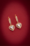 White Heart Zircon Stone Gold Color 15 mm Hoop Earrings - 2