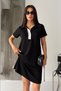 Women's Polo Collar Short Sleeve Modal Summer Dress with Text Detail on the Collar - 3