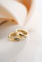 Solitaire Zircon Stone Gold Color 15 mm Hoop Earrings - 3