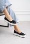Women's Black Tweed Fabric Butterfly Detailed Casual Shoes Thermo Soft Sole Stc1288