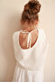 White Embroidered Back Detail Girls' Top - 2