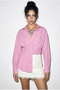 Women's Pink Pleated Waist-Fitted Poplin Shirt 343 60286048 - 4