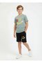 Round Neck T-Shirt and Capri Pants Emoji Print Detailed Boys' Summer Set