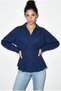 Women's Navy Blue Pleated Waist-Fitted Poplin Shirt 343 60286048 - 4
