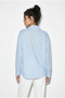 Women's Baby Blue Single Pocket Detailed Casual Crinkle Shirt with Scarf Accessory 586 60286049 - 8