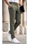 Men's Classic Fabric Trousers with Side Adjustment Buckle