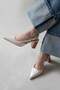 Divoff Women's Wrinkled Leather Heeled Shoes Beige - 2