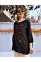 Linen Textured Cotton Blouse Black