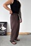 Brown Embroidered Baggy Linen Trousers - 3