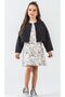 4-14 Years Old Girls' Linen Embroidered Dress Black Jacket Set-8 Y