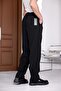 Men's Black Baggy Fit Relaxed Fit Pleated Fabric Trousers - 8