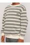 2-14 Years Old Boys' Gray Ecru Striped Knitted Sweatshirt-5/6 Y - 3