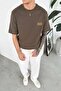 Khaki Golden Embroidery Oversize T-Shirt