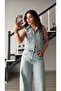 Light blue vest-pants denim suit - 2