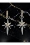 Two-Tone Star Motif Dangle Earrings in Silver and Gold Color with Zircon Stone - Tarnish Resistant