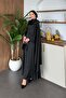 Tailored Satin Evening Dress Black - 3