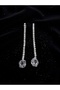 Baguette Zircon Stone Long Dangle Silver Color Waterway Drop Steel Earrings - Tarnish Resistant - 4