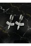 Zircon Stone Bird Motif Dangle Silver Color Steel Earrings - Tarnish Resistant - 5