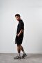 Men's Polo Collar Regular Fit T-Shirt Shorts Set Black - 3