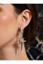 Two-Tone Star Motif Dangle Earrings in Silver and Gold Color with Zircon Stone - Tarnish Resistant - 2