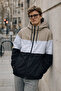 Men's Colorful Trendy White Zippered Raincoat - 4