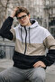 Men's Colorful Trendy Beige Zippered Raincoat - 5