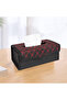 Premium PU Leather Tissue Box Holder with Magnetic Closure, Foldable Design – Model 6370 Black/Red - 3