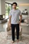 Urban Silver Black Printed Short Sleeve Cotton Men's Pajamas Set - 7