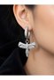 Zircon Stone Bird Motif Dangle Silver Color Steel Earrings - Tarnish Resistant - 2