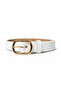 Women's White Thin Belt – Oval Gold Buckle - 2