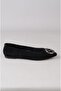 Seç 4051 Genuine Leather Buckle Women's Flats Black Suede - 5