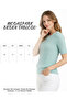 Water Green Short Sleeve Crew Neck Slim Fit Women's Sweater - 2