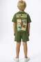 Boys' Cotton Anthracite Dog Printed T-Shirt and Shorts Set