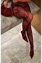 Women's Burgundy Imported Floral Patterned Fishnet Pantyhose – Flexible and Stylish - 3