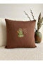 Vintage Squirrel Embroidered Cotton-Linen Throw Pillow Cover – Natural Texture (45X45 cm) Brown - 3