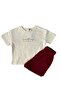 Girls' Double Short Sleeve Shorts Set Top Single Jersey Bottom Two Yarn Fabric Crewneck - 3