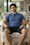 Midnight Steel Elegant Men's Pajama Set with Pat Detail on Shorts - 5