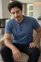 Midnight Steel Short Sleeve Elegant Men's Pajama Set with Placket Detail - 2