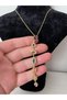 Stainless Steel Brand Model Long Model Color Stone Green Purple Drop Necklace - 4