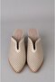 Seç 0116 Genuine Leather Women's Heelled Slippers (Heel Height:6Cm) Beige - 4
