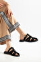 Nora Women's Black Suede Gold Buckle Detailed Daily Comfortable Slippers - 4