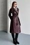 Women's Double-Breasted Collar Long Faux Leather Trench Coat - Belted Burgundy Leather Coat