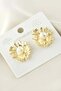 Gld-Spt- Flower Metal Pearl Earrings (224352) - Yellow