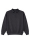 Men's Large Size Anthracite Polo Collar Zippered Textured Knitwear Sweater 3Xl-4Xl-5Xl-6Xl - 5