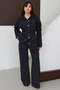 Premium Rhinestone Collection Series Pocket Detail Belted Denim Jacket and Jeans Set - 2