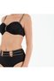 Women's Black/Blue Piping Detailed Covered Wire High Waist Strapless Bikini Set - 4