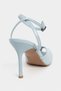 Vela Bebe Blue Rustic Ankle Strap Open Toe Detail Women's Heeled Shoes - 8