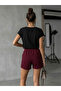 Burgundy Relaxed/Comfortable Fit Short Stretch Knit Shorts & Bermuda - 2